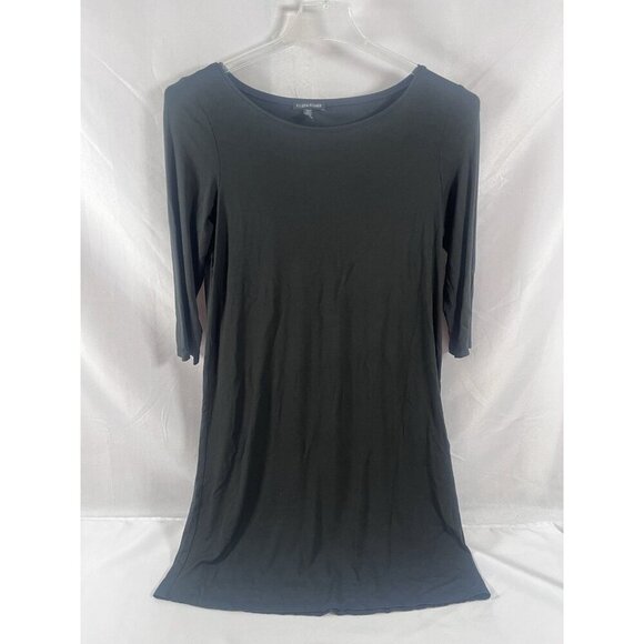 Eileen Fisher T-Shirt Dress Black 3/4 Sleeve A-Line Size Small - Picture 1 of 7